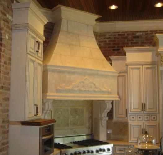 Cindy Morrow Stone Hood with legs that have a niche on the inside for spices. This is a corner unit custom designed