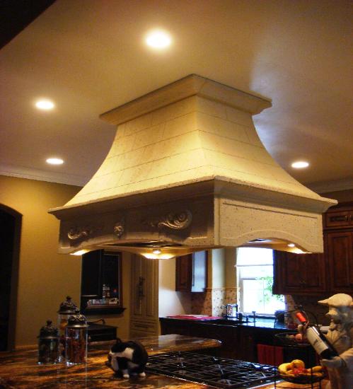 Island Light Weight Stone Range Hood custom build with structural framing included